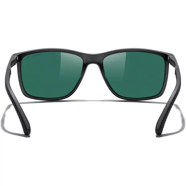 MERRYS Unisex Rectangle Polarized Sunglasses For Fishing Driving Golf Aluminum Temple S8658Matte Black FramePurple Mirror LensBlack Temples