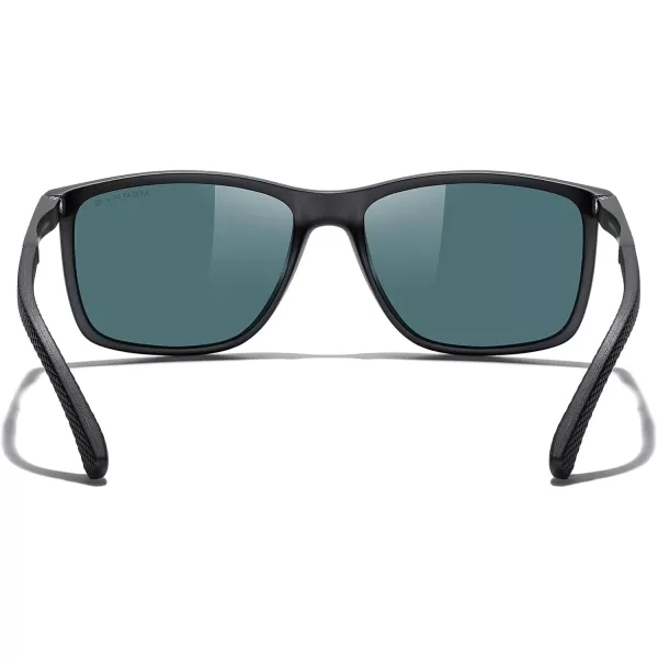 MERRYS Unisex Rectangle Polarized Sunglasses For Fishing Driving Golf Aluminum Temple S8658Matte Black FrameRed Mirror LensBlack Temples
