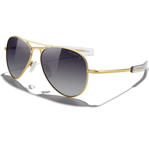 MERRYS Classic Aviator Military Polarized Sunglasses for Men or Women S856223k Gold FrameBlack Gradient Polarized Lens