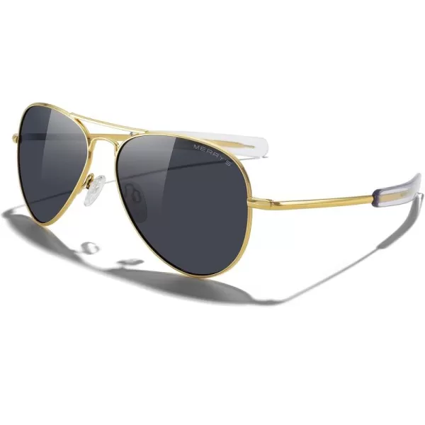 MERRYS Classic Aviator Military Polarized Sunglasses for Men or Women S856223k Gold FrameBlack Polarized Lens