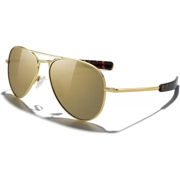 MERRYS Classic Aviator Military Polarized Sunglasses for Men or Women S856223k Gold FrameGold Mirror Polarized Lens