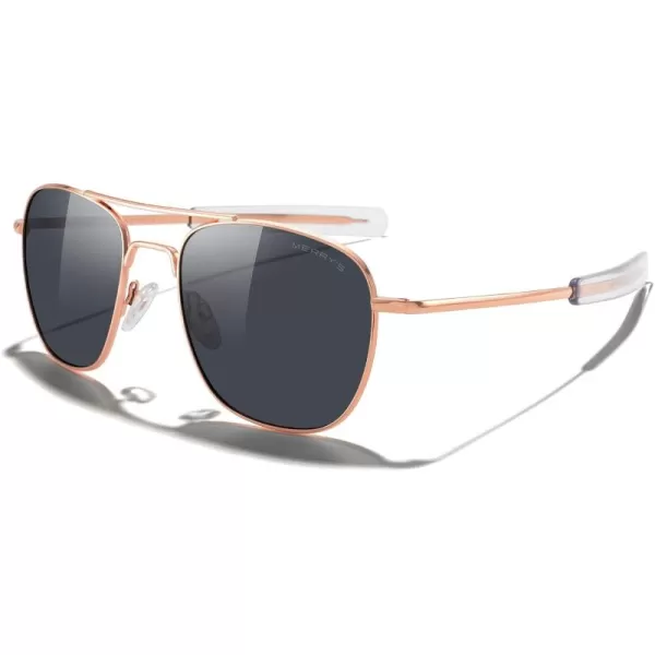 MERRYS Classic Square Aviator Military Polarized Sunglasses for Men or Women S863622k Rose Gold FrameBlack Polarized Lens