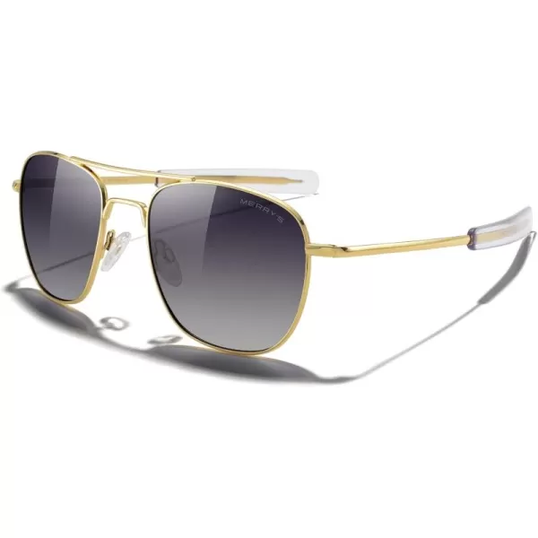 MERRYS Classic Square Aviator Military Polarized Sunglasses for Men or Women S863623k Gold FrameBlack Gradient Polarized Lens