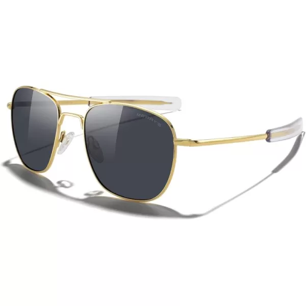 MERRYS Classic Square Aviator Military Polarized Sunglasses for Men or Women S863623k Gold FrameBlack Polarized Lens