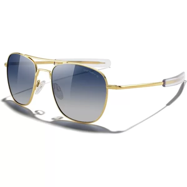MERRYS Classic Square Aviator Military Polarized Sunglasses for Men or Women S863623k Gold FrameBlue Tinted Gradient Polarized Lens