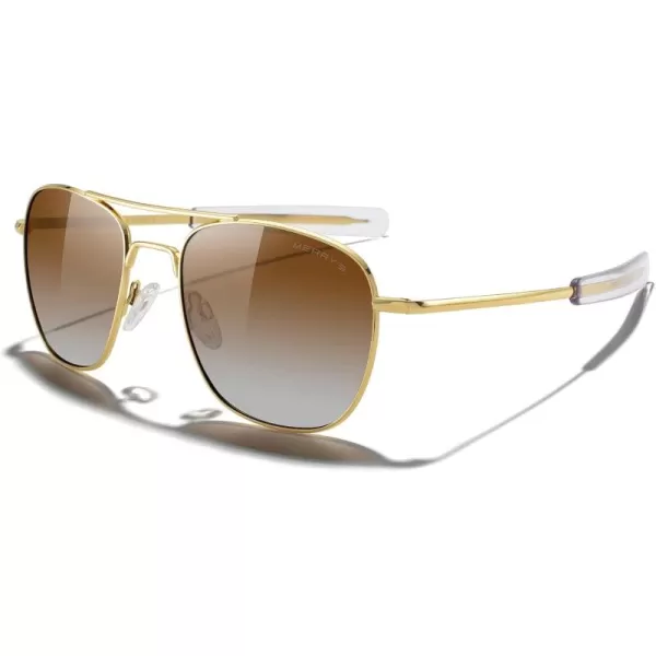 MERRYS Classic Square Aviator Military Polarized Sunglasses for Men or Women S863623k Gold FrameBrown Gradient Polarized Lens
