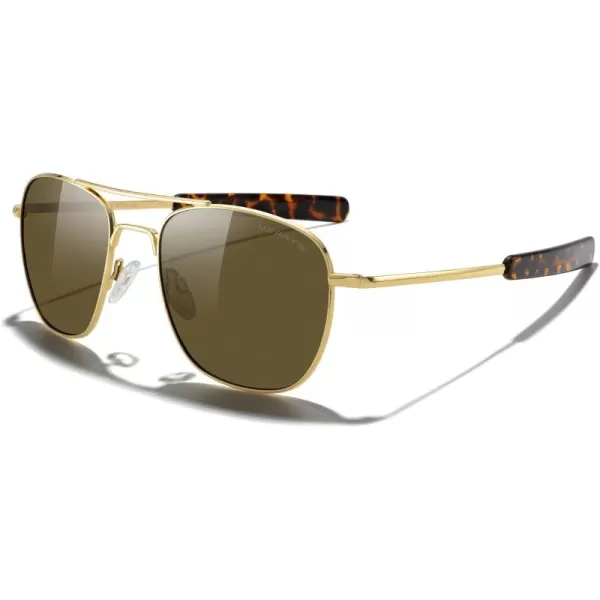 MERRYS Classic Square Aviator Military Polarized Sunglasses for Men or Women S863623k Gold FrameBrown Polarized Lens