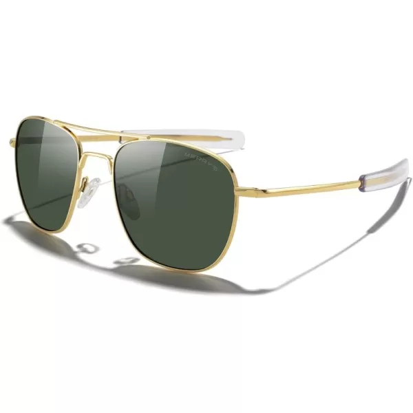 MERRYS Classic Square Aviator Military Polarized Sunglasses for Men or Women S863623k Gold FrameGreen Polarized Lens