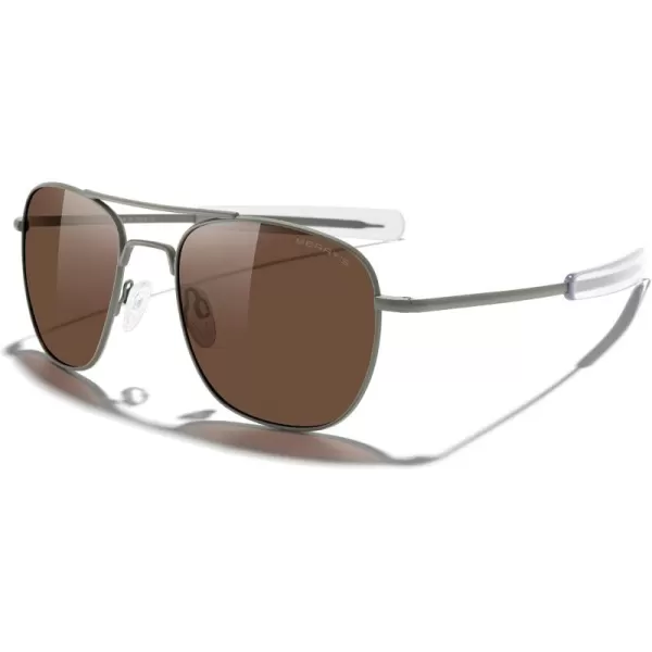 MERRYS Classic Square Aviator Military Polarized Sunglasses for Men or Women S8636Military Olive FrameAmerican Tan Polarized Lens