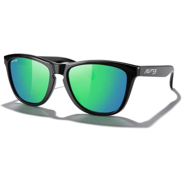MERRYS Classic Square Polarized Sunglasses For Men Women Fashion Trend Sports Sunglasses S9013Black FrameGreen Mirror Polarized Lens