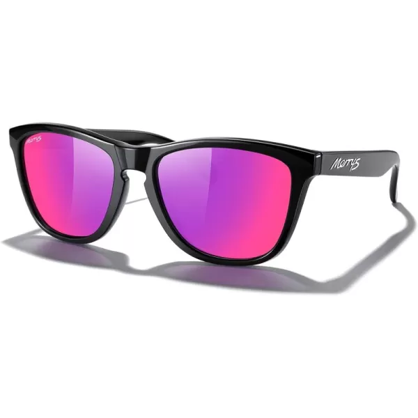 MERRYS Classic Square Polarized Sunglasses For Men Women Fashion Trend Sports Sunglasses S9013Black FramePurple Mirror Polarized Lens