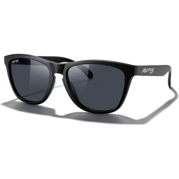MERRYS Classic Square Polarized Sunglasses For Men Women Fashion Trend Sports Sunglasses S9013Matte Black FrameBlack Polarized Lens