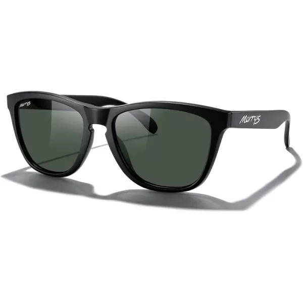 MERRYS Classic Square Polarized Sunglasses For Men Women Fashion Trend Sports Sunglasses S9013Matte Black FrameGreen Polarized Lens