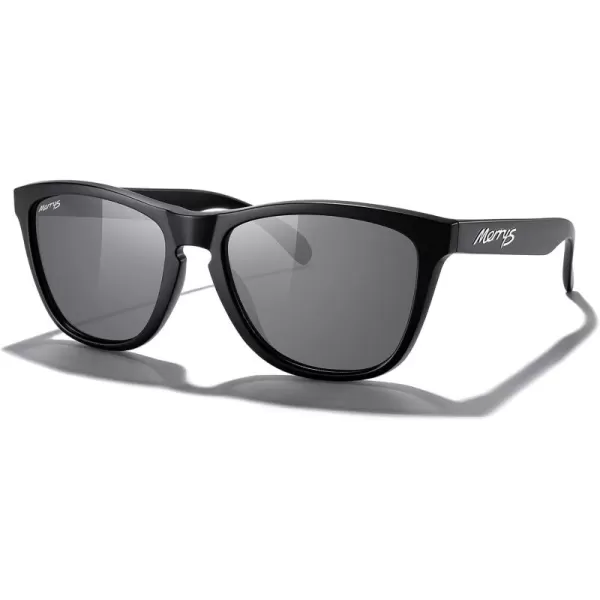 MERRYS Classic Square Polarized Sunglasses For Men Women Fashion Trend Sports Sunglasses S9013Matte Black FrameSilver Mirror Polarized Lens
