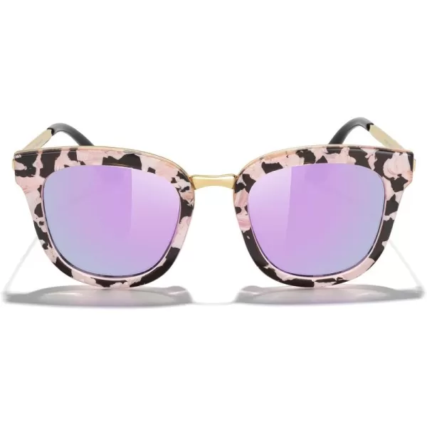 MERRYS Girls Cat Eye Sunglasses for kids Children Polarized Sunglasses S7001Zpattern FrameGold MetalPurple Mirror Lens