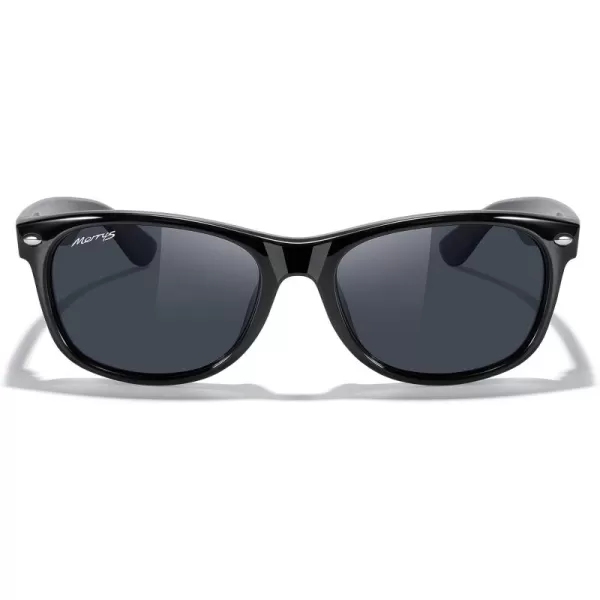 MERRYS Polarized Unisex Shades Sunglasses for Men and Women Vintage Polarized Sun Glasses Mirror LensBlack FrameBlack Lens