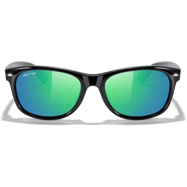 MERRYS Polarized Unisex Shades Sunglasses for Men and Women Vintage Polarized Sun Glasses Mirror LensBlack FrameGreen Mirror Lens