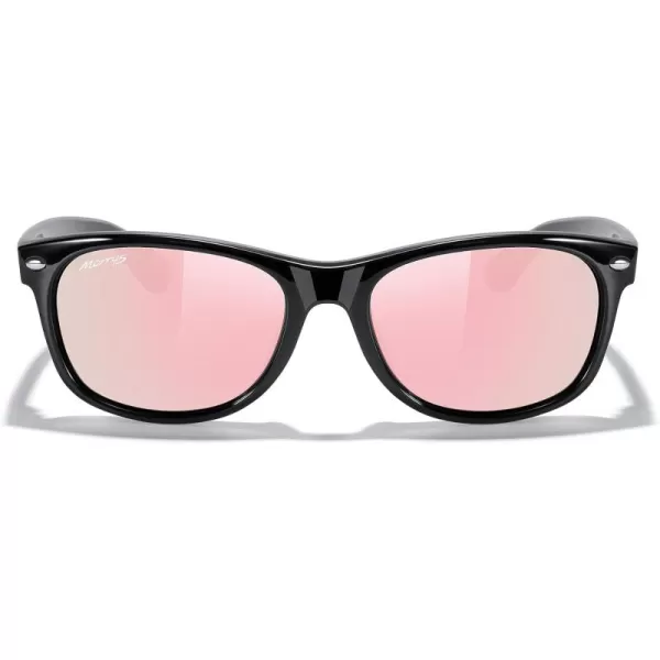 MERRYS Polarized Unisex Shades Sunglasses for Men and Women Vintage Polarized Sun Glasses Mirror LensBlack FramePink Mirror Lens
