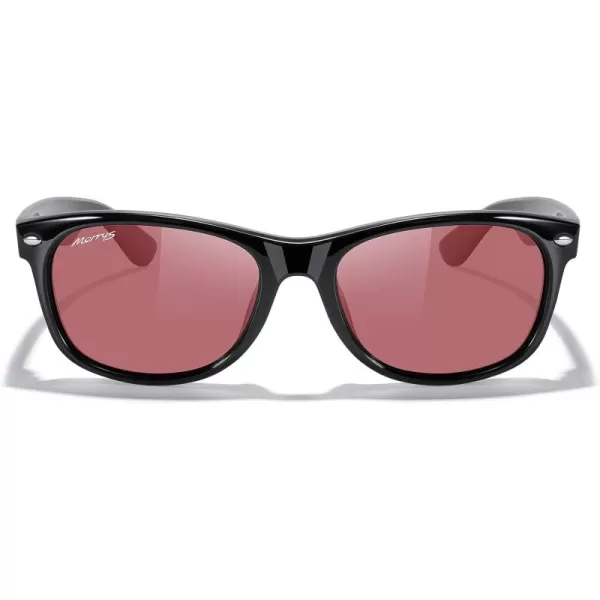 MERRYS Polarized Unisex Shades Sunglasses for Men and Women Vintage Polarized Sun Glasses Mirror LensBlack FrameRed Lens
