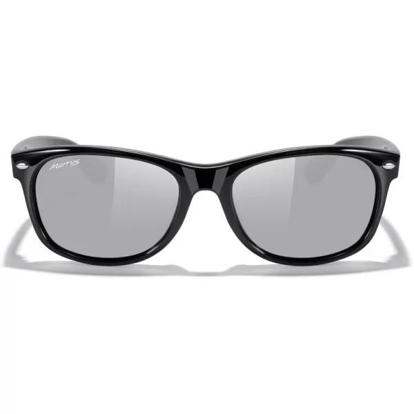 MERRYS Polarized Unisex Shades Sunglasses for Men and Women Vintage Polarized Sun Glasses Mirror LensBlack FrameSilver Mirror Lens