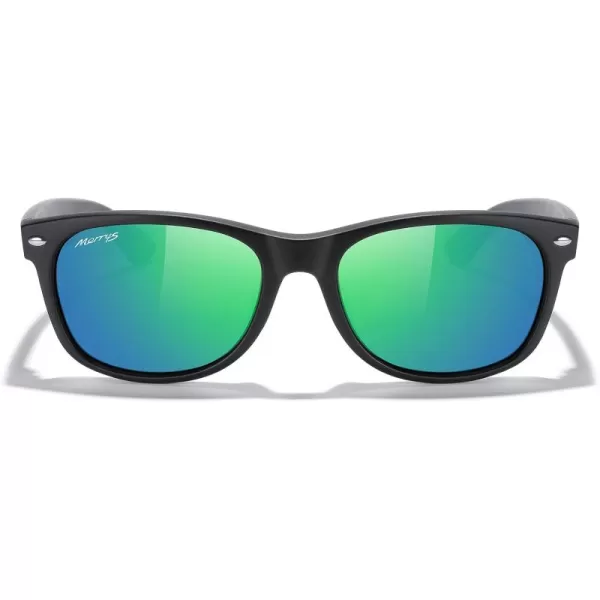 MERRYS Polarized Unisex Shades Sunglasses for Men and Women Vintage Polarized Sun Glasses Mirror LensMatte Black FrameGreen Mirror Lens