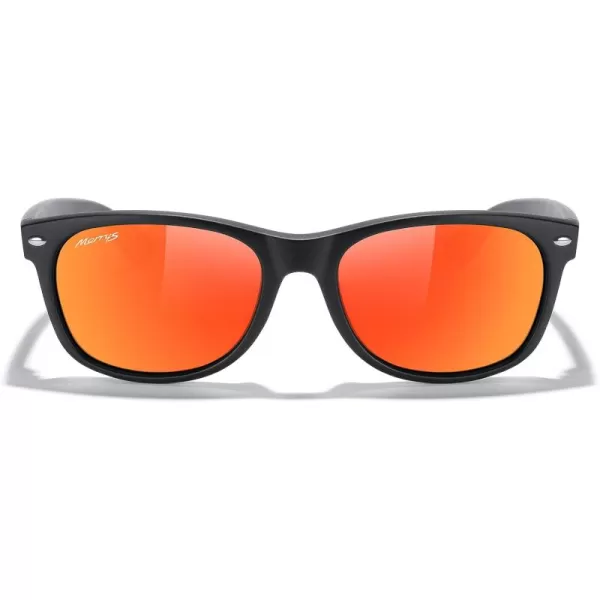 MERRYS Polarized Unisex Shades Sunglasses for Men and Women Vintage Polarized Sun Glasses Mirror LensMatte Black FrameRed Mirror Lens