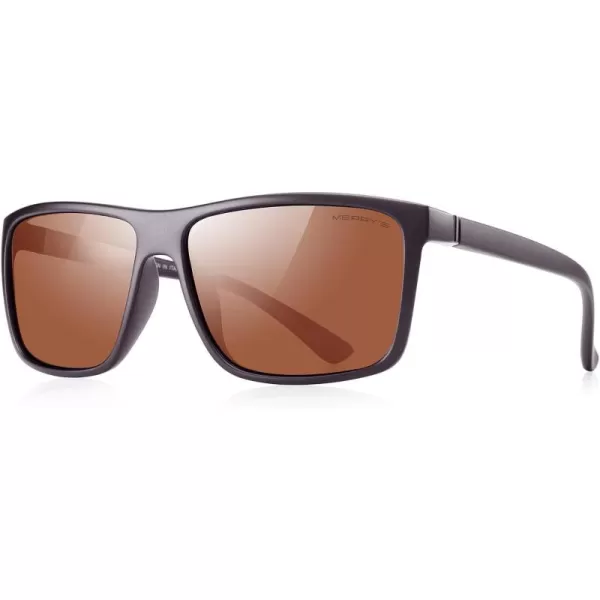 MERRYS Rectangular Polarized Sports Sunglasses for Men Women Cycling Driving Fishing UV400 Protection S8225Brown FrameBrown MetalBrown Lens
