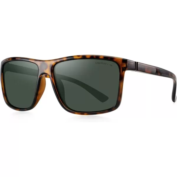 MERRYS Rectangular Polarized Sports Sunglasses for Men Women Cycling Driving Fishing UV400 Protection S8225Leopard FrameBrown MetalG15 Lens