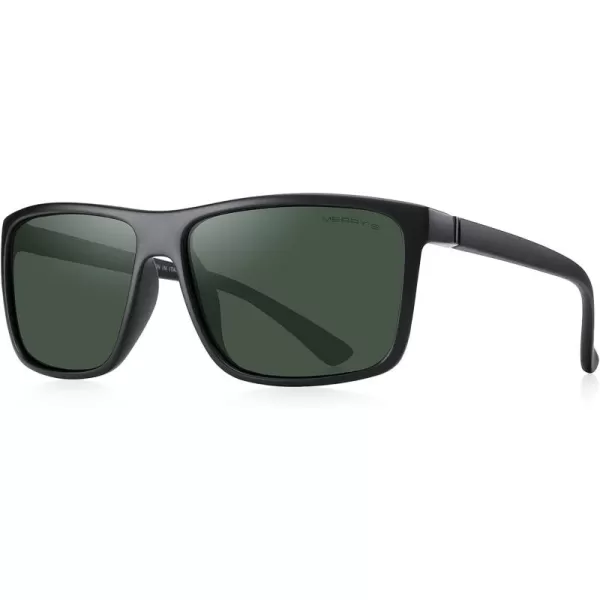 MERRYS Rectangular Polarized Sports Sunglasses for Men Women Cycling Driving Fishing UV400 Protection S8225Matte Black FrameBlack MetalG15 Lens
