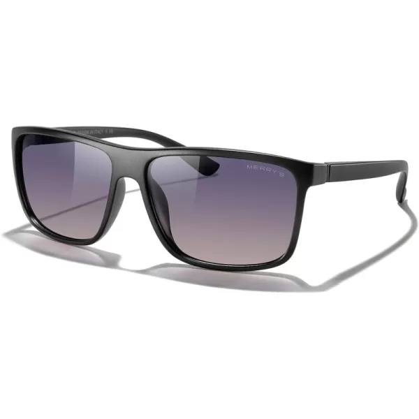 MERRYS Rectangular Polarized Sports Sunglasses for Men Women Cycling Driving Fishing UV400 Protection S8225Matte Black FrameBlack MetalGray Gradient Lens