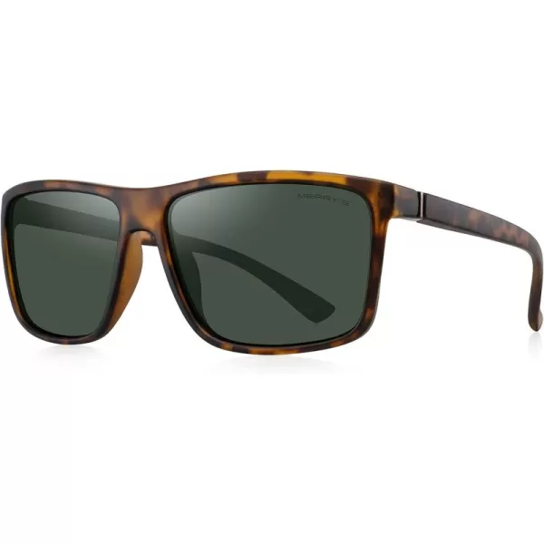 MERRYS Rectangular Polarized Sports Sunglasses for Men Women Cycling Driving Fishing UV400 Protection S8225Matte Leopard FrameBrown MetalG15 Lens