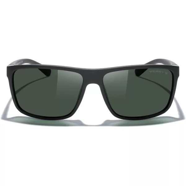 MERRYS Rectangular Polarized Sports Sunglasses for Men Women Cycling Driving Fishing UV400 Protection S8225Rubber Black FrameRubber Black LegsG15 Lens