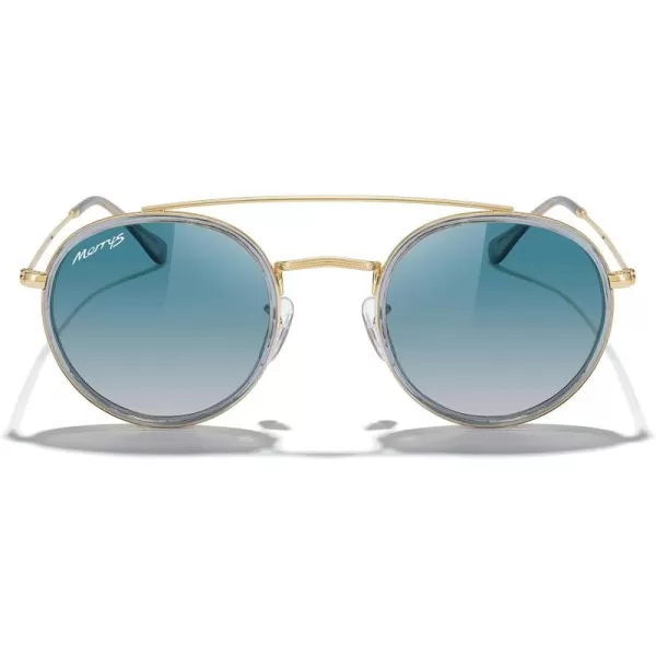 MERRYS Retro Round Polarized Sunglasses  Unisex Double Bridge Sun GlassesTra Gray FrameGold BridgeGreen Gradient Lens