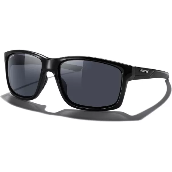 MERRYS Sports Polarized Sunglasses For Men Women Cycling Running Driving Golf Fishing UV400 Protection S9266Black FrameBlack Polarized Lens