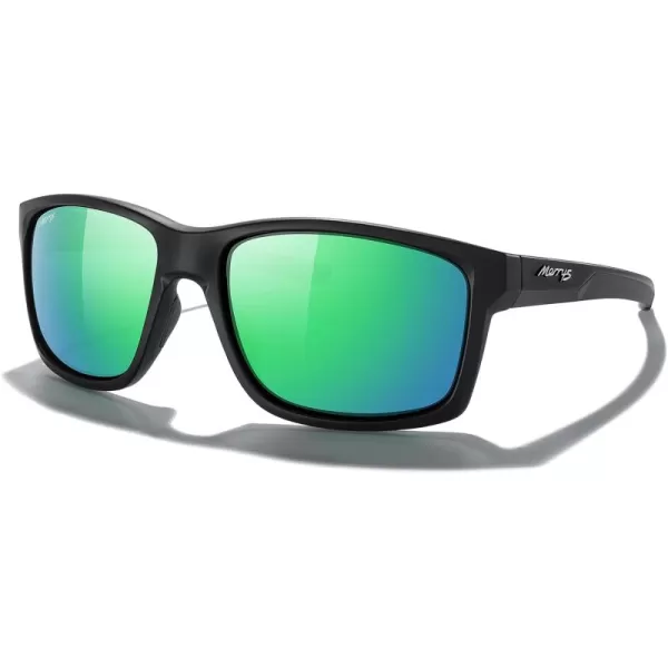 MERRYS Sports Polarized Sunglasses For Men Women Cycling Running Driving Golf Fishing UV400 Protection S9266Matte Black FrameGreen Mirror Polarized Lens