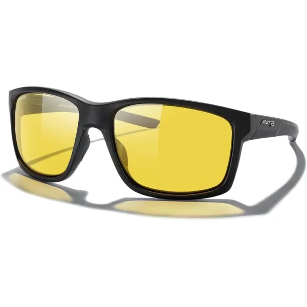 MERRYS Sports Polarized Sunglasses For Men Women Cycling Running Driving Golf Fishing UV400 Protection S9266Matte Black FrameNight Vision Lens