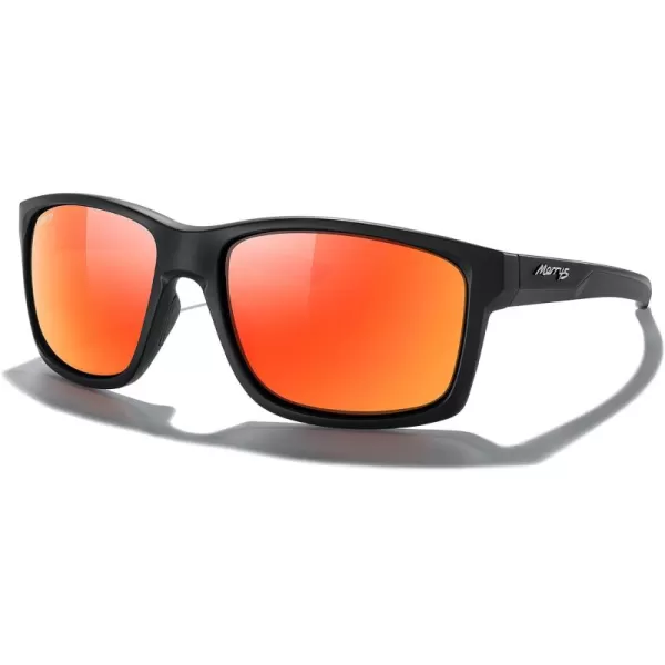 MERRYS Sports Polarized Sunglasses For Men Women Cycling Running Driving Golf Fishing UV400 Protection S9266Matte Black FrameRed Mirror Polarized Lens