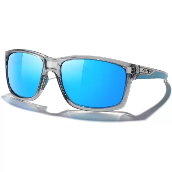 MERRYS Sports Polarized Sunglasses For Men Women Cycling Running Driving Golf Fishing UV400 Protection S9266Tra Gray FrameBlue Mirror Polarized Lens
