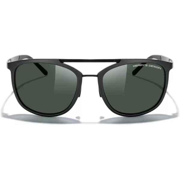 MERRYS Square Polarized Sunglasses for Men Women Vintage Double Bridge Sunglasses Mirrored LensMatte Black FrameMatte Black BridgeG15 Lens