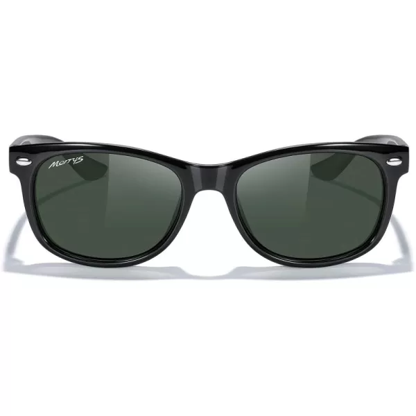 MERRYS Unisex Kids Polarized Sunglasses for kids Children Polarized Retro Sunglasses Age 312Black FrameG15 Lens