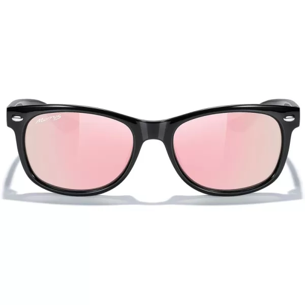 MERRYS Unisex Kids Polarized Sunglasses for kids Children Polarized Retro Sunglasses Age 312Black FramePink Mirror Lens
