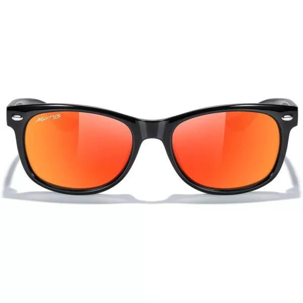 MERRYS Unisex Kids Polarized Sunglasses for kids Children Polarized Retro Sunglasses Age 312Black FrameRed Mirror Lens