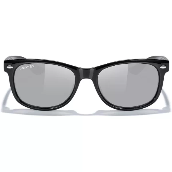MERRYS Unisex Kids Polarized Sunglasses for kids Children Polarized Retro Sunglasses Age 312Black FrameSilver Mirror Lens