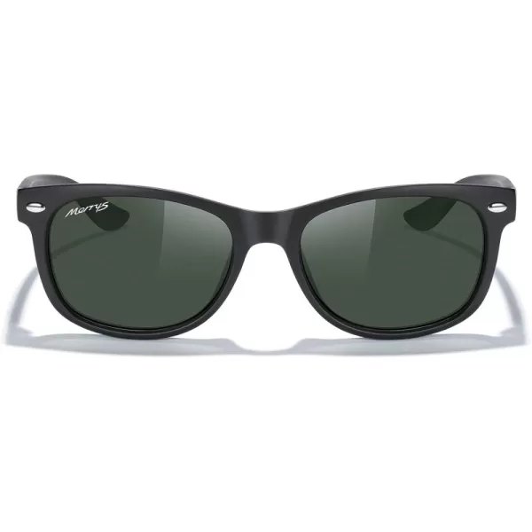 MERRYS Unisex Kids Polarized Sunglasses for kids Children Polarized Retro Sunglasses Age 312Matte Black FrameG15 Lens
