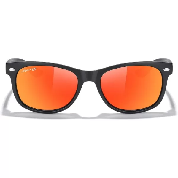 MERRYS Unisex Kids Polarized Sunglasses for kids Children Polarized Retro Sunglasses Age 312Matte Black FrameRed Mirror Lens