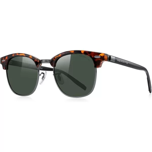 MERRYS Unisex Polarized Aluminum Sunglasses for Men Women Semi Rimless Retro Brand Driving Sun GlassesLeopard FrameGray BridgeG15 Lens