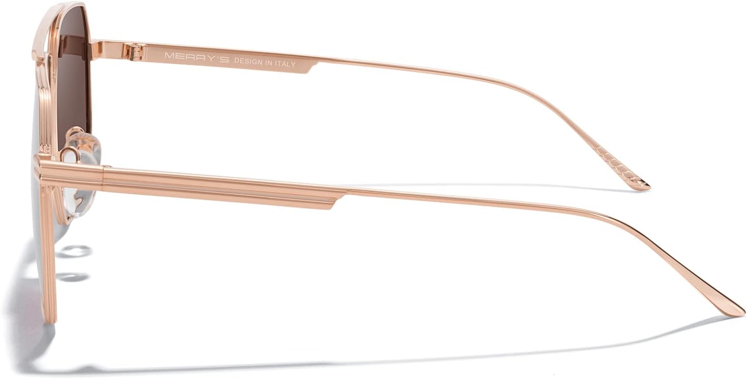 MERRYS Oversized Polarized Square Sunglasses for Women Men Vintage Retro Shades UV400 Classic Large Metal Sun GlassesRose Gold FramePink Mirror Lens
