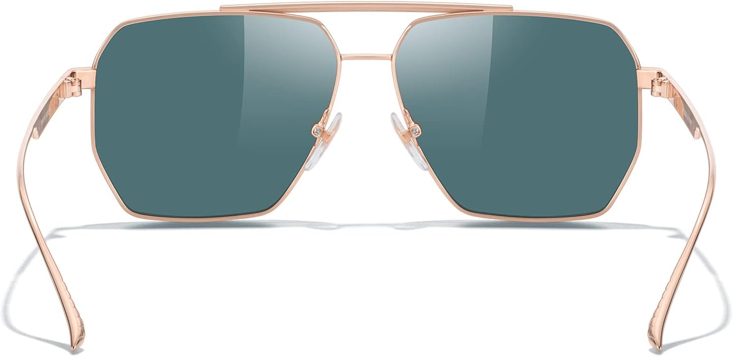 MERRYS Oversized Polarized Square Sunglasses for Women Men Vintage Retro Shades UV400 Classic Large Metal Sun GlassesRose Gold FramePink Mirror Lens