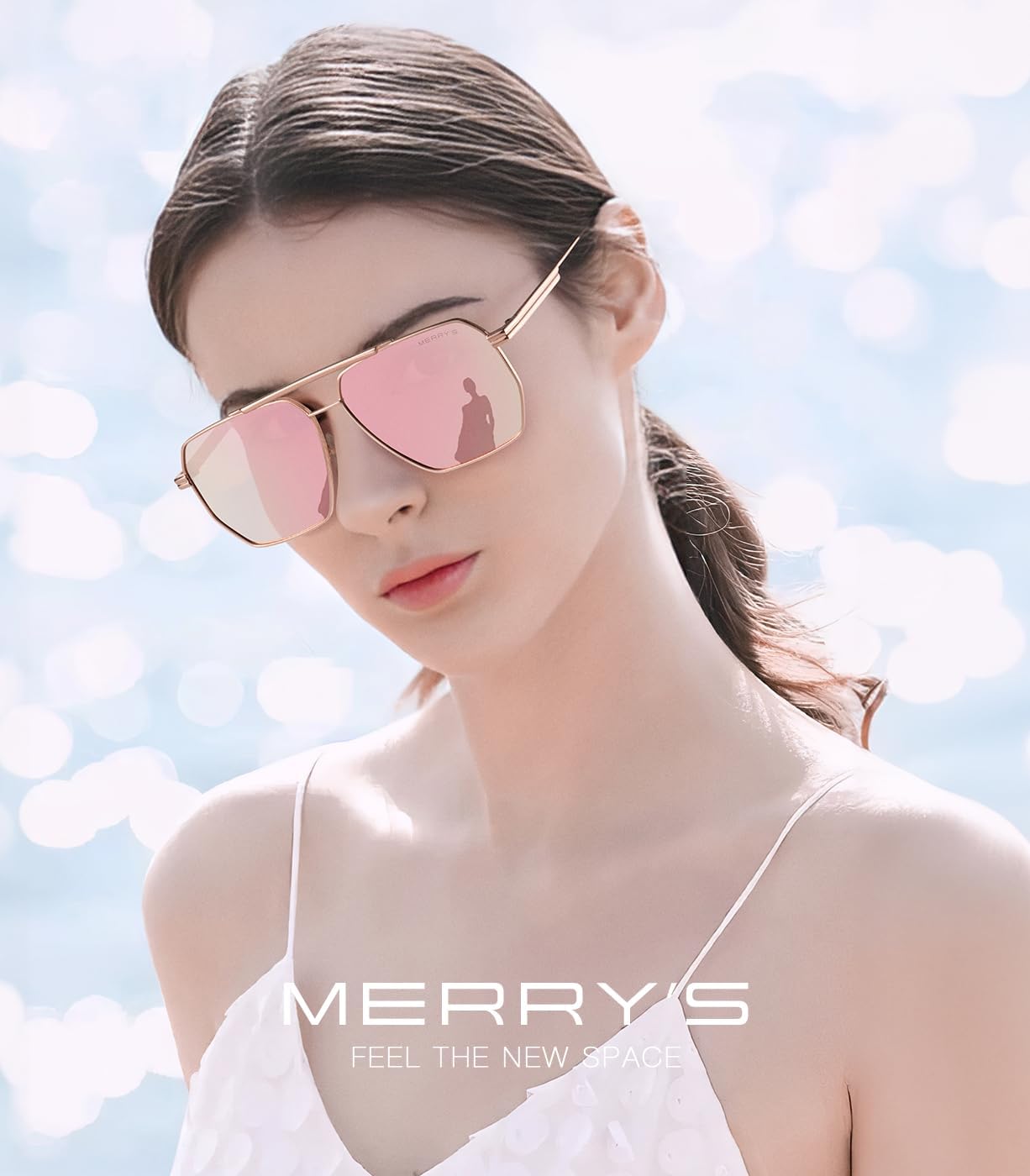 MERRYS Oversized Polarized Square Sunglasses for Women Men Vintage Retro Shades UV400 Classic Large Metal Sun GlassesRose Gold FramePink Mirror Lens
