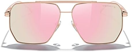 MERRYS Oversized Polarized Square Sunglasses for Women Men Vintage Retro Shades UV400 Classic Large Metal Sun GlassesRose Gold FramePink Mirror Lens